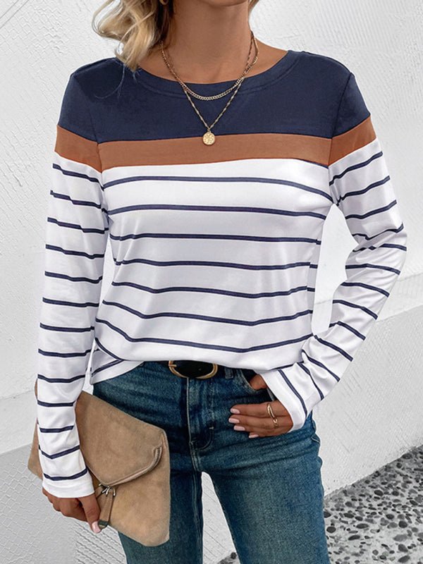 New Women's Striped Casual Long Sleeve Sweater - Outerwear